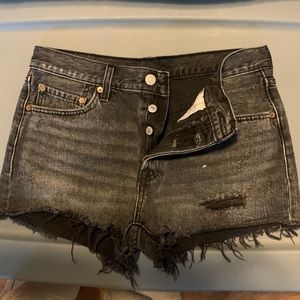 Levi 501 black jean shorts